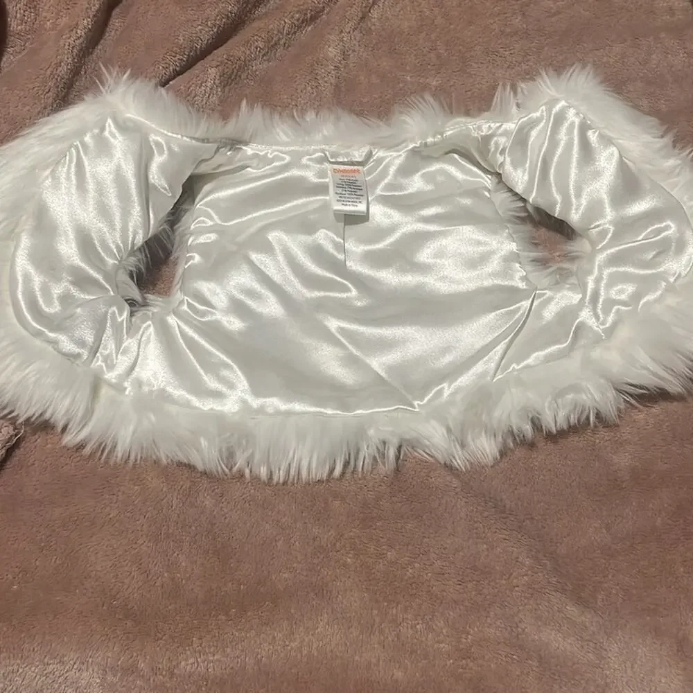 Gymboree xs 4 white sleevesless faux fur vest like new worn once
